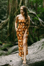 Load image into Gallery viewer, Kelelani Maxi Slit Dress ~ MOCHA HIBISCUS

