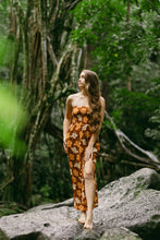 Load image into Gallery viewer, Kelelani Maxi Slit Dress ~ MOCHA HIBISCUS
