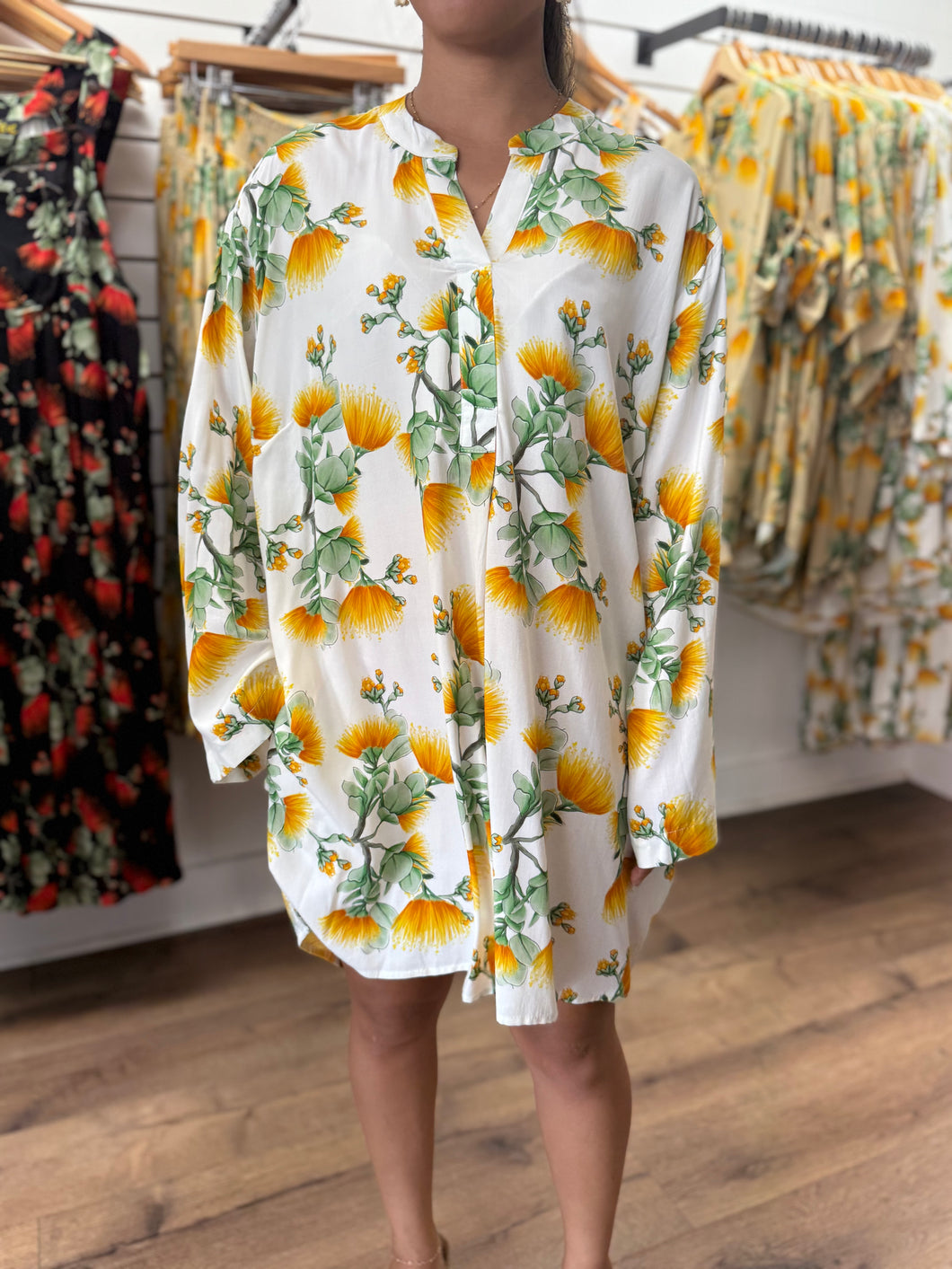 Boho Tunic Dress ~ Lehua Mamo X White
