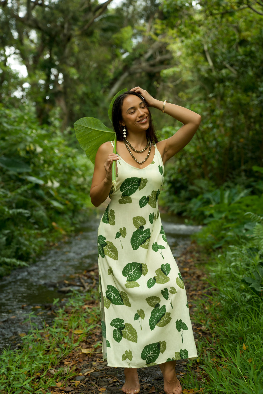 Hi'ilei Maxi Slit Dress ~ Mahi'ai Kalo X Lau