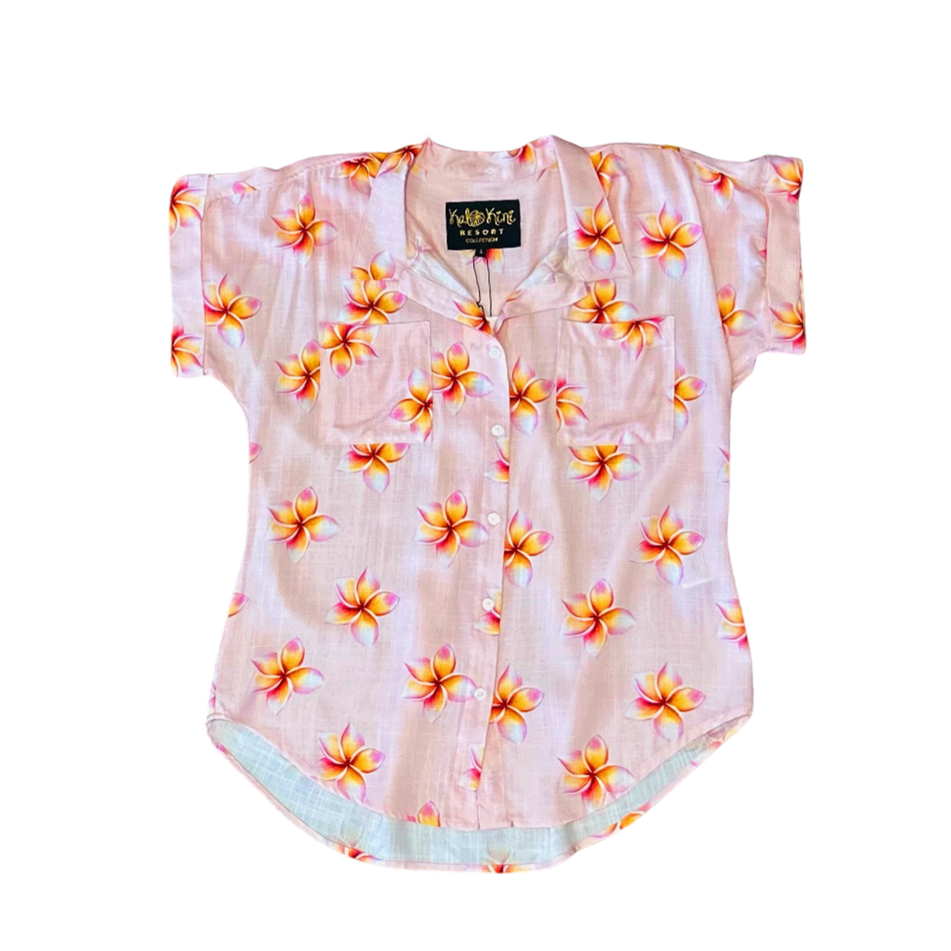 Aloha Wahine Top ~ PLUMERIA LOVE