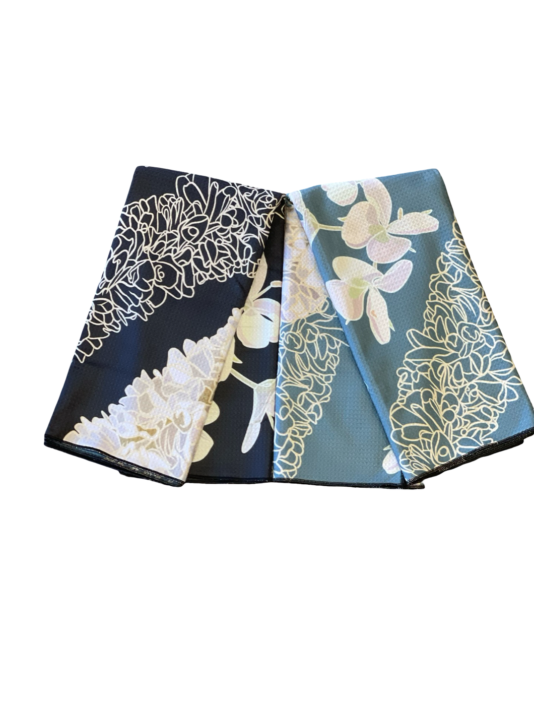 Microfiber Beach Towel (Reversible)~ Ginger Lei Black X Teal
